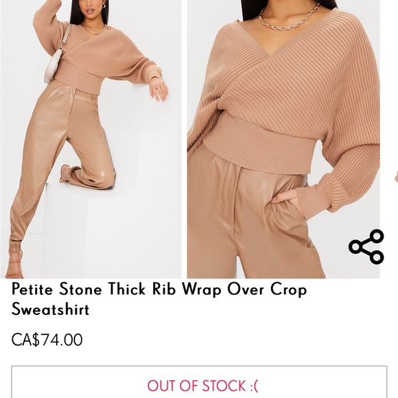 Peach Knit Sweater Cut Out Open Back Kimono Wrap Cropped Top Pretty Little Thing - Picture 10 of 10